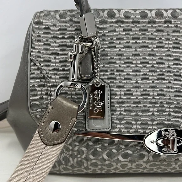 Coach Madeline Madison 25215 Gray Jacquard Leather Satchel Shoulder Crossbody